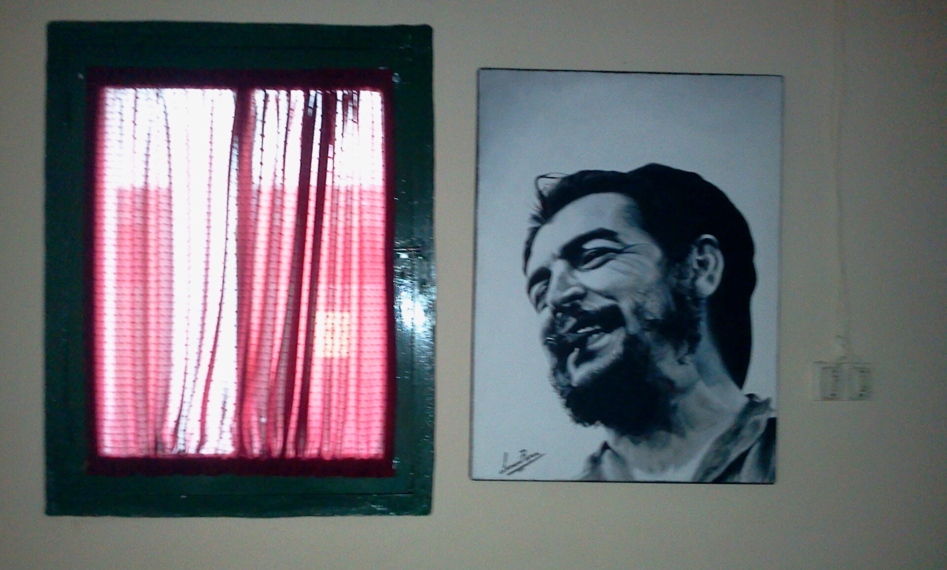 Portrait of Che Guevara in a museum display